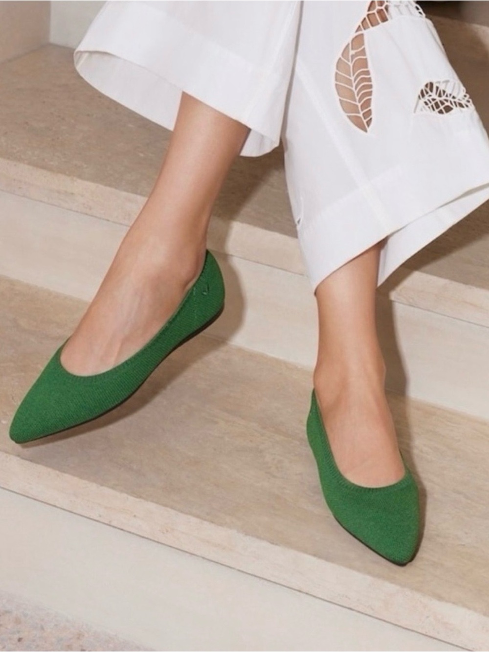 NEW VIVAIA | Pointed Toe Green Knit Ballet Shoes Flats Sz. 37,5 or a US Sz. 7